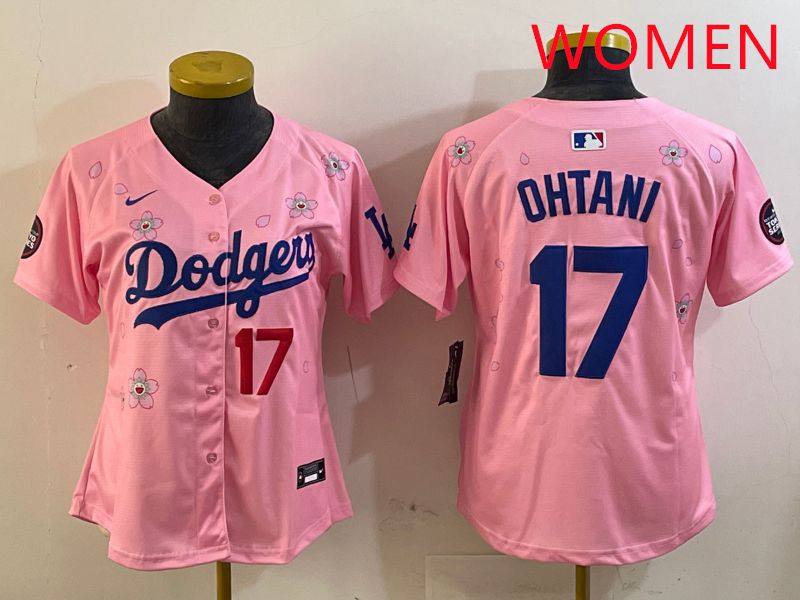 Women Los Angeles Dodgers 17 Ohtani Pink Sakura Edition 2025 Nike MLB Jersey style 29